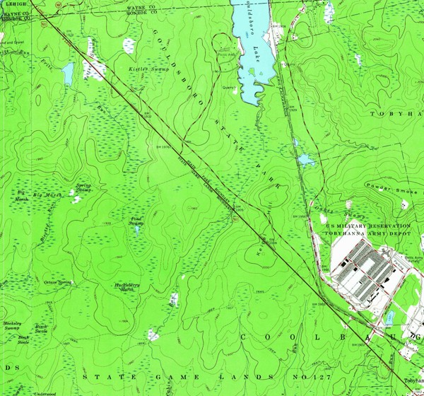 Map showing the path of US 611 in Monroe County from 1965