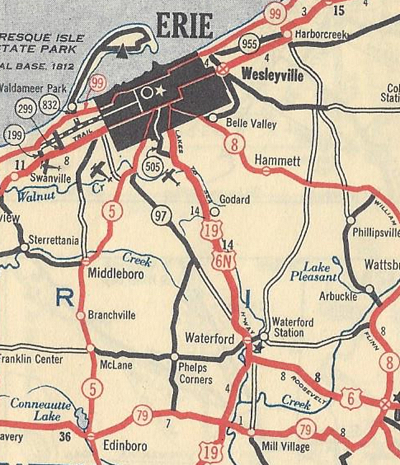Map of US 6N's route in 1934