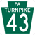 PA Turnpike 43 marker