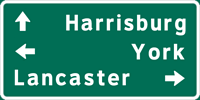 Image of a Triple-Line Destination Sign (D1-3)