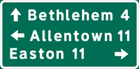Image of a Triple-Line Destination Mileage Sign (D1-3A)