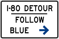 Image of a Emergency Detour — Follow (color) Arrow Sign (D14-101)
