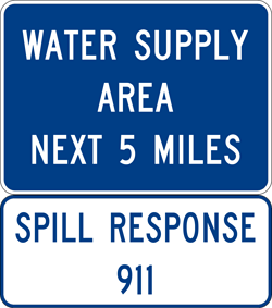 Image of a Water Supply Area Sign (I80-1)