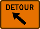 Image of a 45 Degree Left Turn Detour Sign (M4-9-1BL)