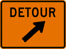 Image of a 45 Degree Right Turn Detour Sign (M4-9-1BR)