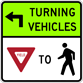 Image of a Turning Traffic Must Yield To Pedestrians (Left) Sign (R10-15L)