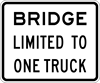 Image of a Bridge Limited To One Truck Sign (R12-1A)