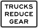 Image of a Trucks Reduce Gear Sign (R14-10)