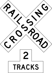 Image of a Railroad Crossbuck Sign (R15-1) and Tracks Sign (R15-2P)