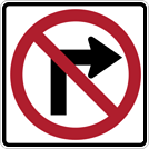 Image of a No Right Turn Sign (R3-1)