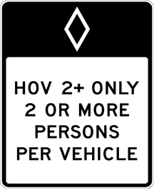 Image of a HOV Restricted Lane Sign (R3-10)