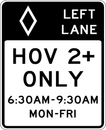 Image of a HOV Preferential Lane Sign (R3-11A)