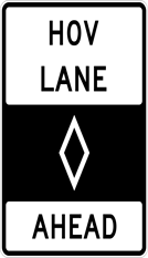 Image of a HOV Preferential Lane Ahead Sign (R3-12)