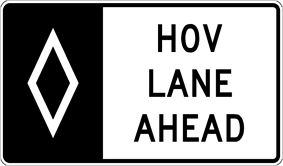 Image of a HOV Preferential Lane Ahead Overhead Sign (R3-15)