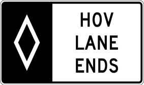 Image of a HOV Preferential Lane Ends Overhead Sign (R3-15B)