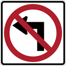 Image of a No Left Turn Sign (R3-2)