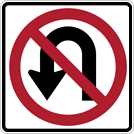 Image of a No U-Turn Sign (R3-4)