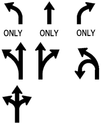 Image of a Lane Use Control (Two Lanes) Sign (R3-8A)