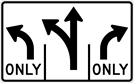 Image of a Lane Use Control (Three Lanes) Sign (R3-8B)