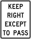 Image of a Keep Right Except To Pass Sign (R4-16)