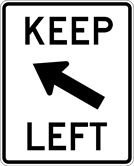 Image of a Keep Left With 30 Degree Arrow Sign (R4-8B)