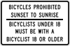 Image of a Bicycle Restrictions Sign (R5-3-1D)