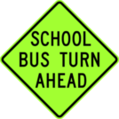 Image of a School Bus Turn Ahead Sign (S3-2)