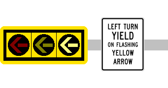 Image of a Signal Indications with Flashing Yellow Arrow for Permissive Only Mode Left Turns