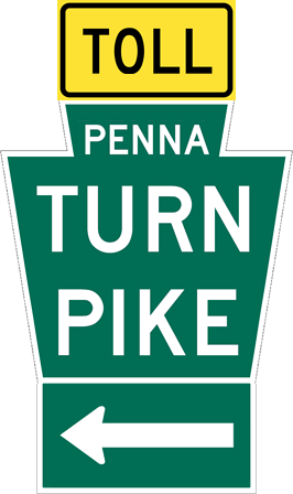 Image of a Pennsylvania Turnpike Keystone Left Arrow Sign (PTC-KEY(L))