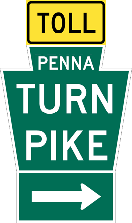 Image of a Pennsylvania Turnpike Keystone Right Arrow Sign (PTC-KEY(R))