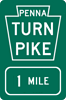 Image of a Pennsylvania Turnpike Trailblazer (1 Mile) (PTC-KEY1)