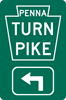 Image of a Pennsylvania Turnpike Advance 90 Degree Left Turn Trailblazer (PTC-KEY3L)
