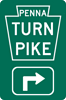 Image of a Pennsylvania Turnpike Advance 90 Degree Right Turn Trailblazer (PTC-KEY3R)