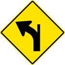 Image of a Left Curve — Diverging Minor Right Side Road Sign (W1-10BL)