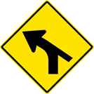 Image of a Left Curve — Converging Minor Right Side Road Sign (W1-10CL)