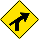 Image of a Right Curve — Converging Minor Left Side Road Sign (W1-10CR)