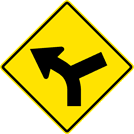 Image of a Left Curve Right Side Road Sign (W1-10L)