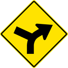 Image of a Right Curve Left Side Road Sign (W1-10R)