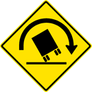 Image of a Truck Rollover Right Curve Sign (W1-13R)