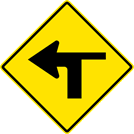 Image of a Left Turn With Side Road Right Sign (W1-1LR)