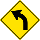 Image of a Left Curve Sign (W1-2L)