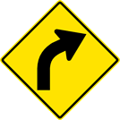 Image of a Right Curve Sign (W1-2R)