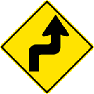 Image of a Right Reverse Turn Sign (W1-3R)