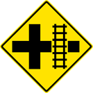 Image of a Railroad Crossing at Cross Road Sign (W10-2)