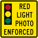 Image of a Red Light Photo Enforced Sign (W16-10-1)