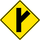 Image of a 45 Degree Side Road Right Sign (W2-3R)