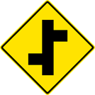 Image of a Offset Side Roads Left Sign (W2-7L)
