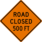 Image of a Road Closed Sign (W20-3)