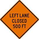 Image of a Left Lane Closed Sign (W20-5L)