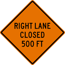 Image of a Right Lane Closed Sign (W20-5R)